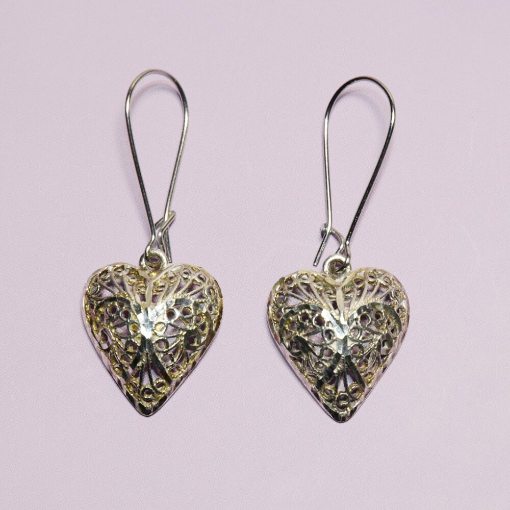 Hear Drop Earrings Filigree